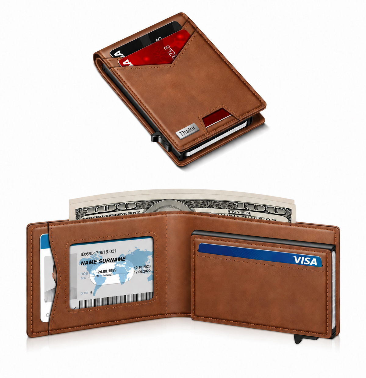 Thaler™ Pop-Up RFID Wallet (Brown)
