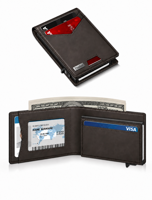 Thaler™ Pop-Up RFID Wallet (Dark Brown)