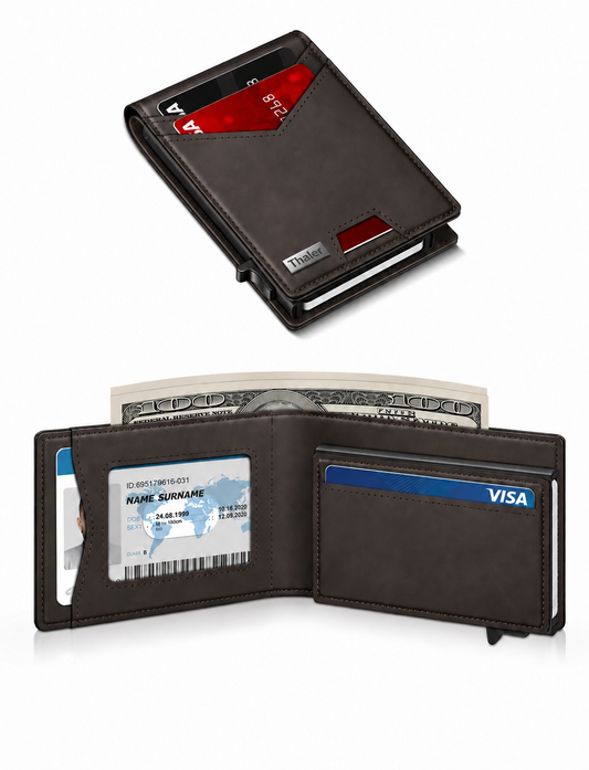 Thaler™ Pop-Up RFID Wallet (Dark Brown)