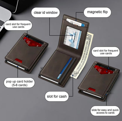 Thaler™ Pop-Up RFID Wallet (Dark Brown)