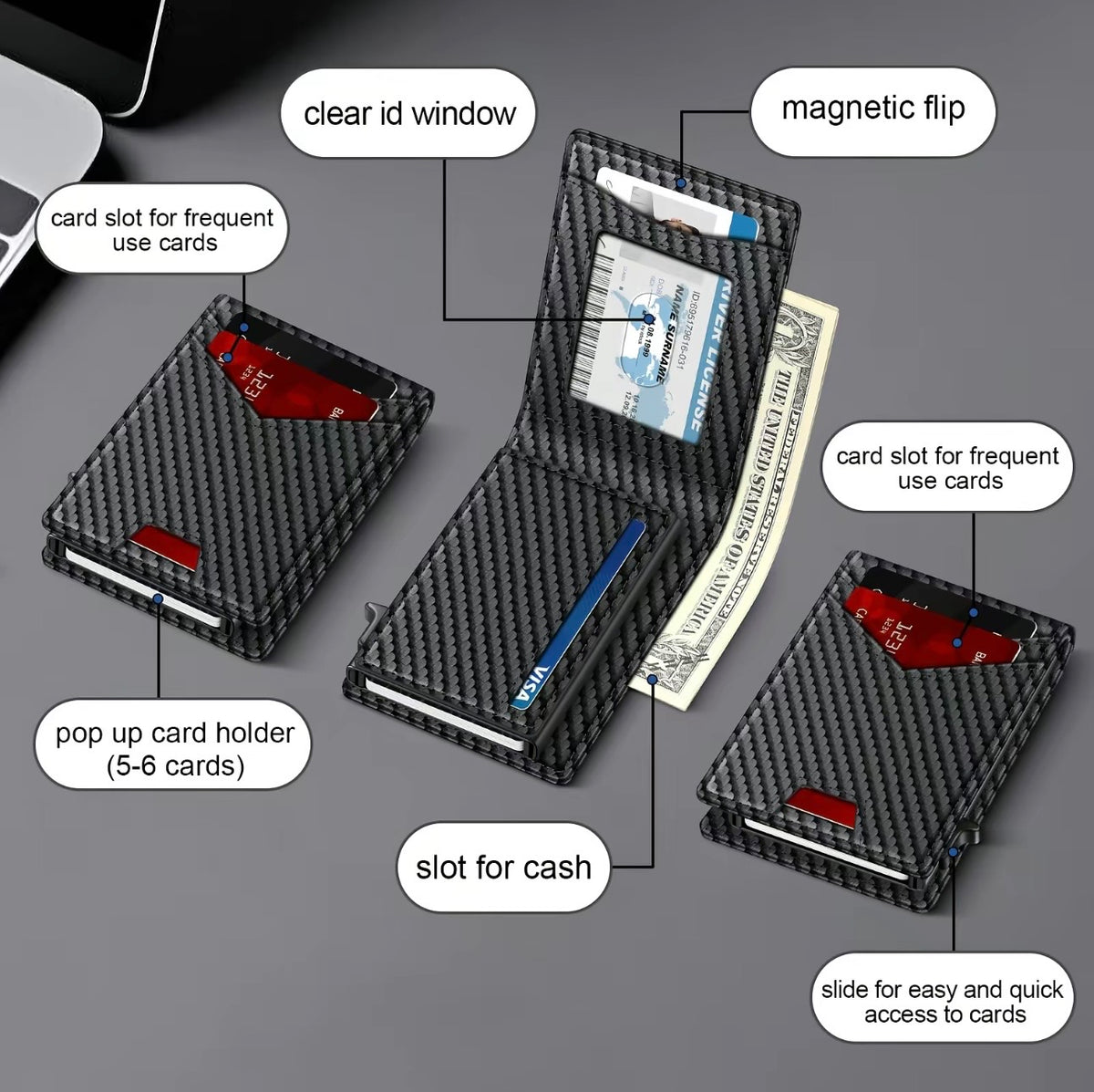 Thaler™ Pop-Up RFID Wallet (Carbon Black)