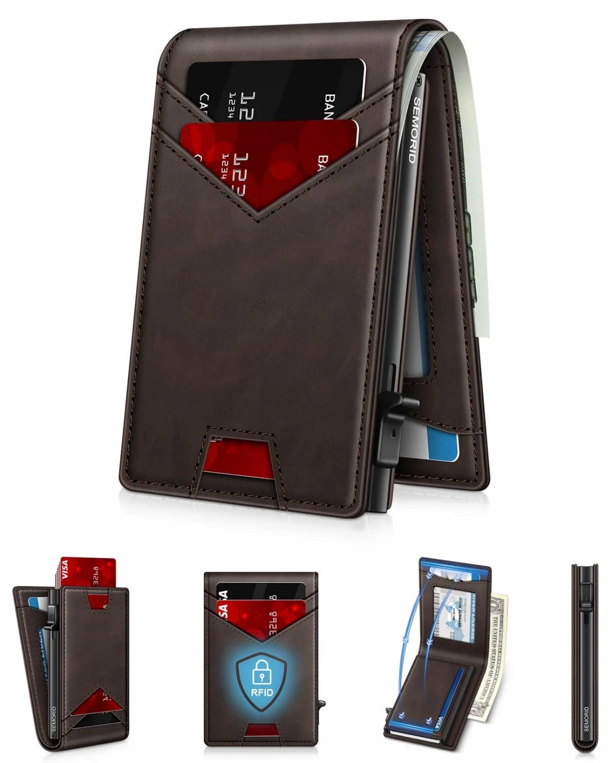 Thaler™ Pop-Up RFID Wallet (Dark Brown)
